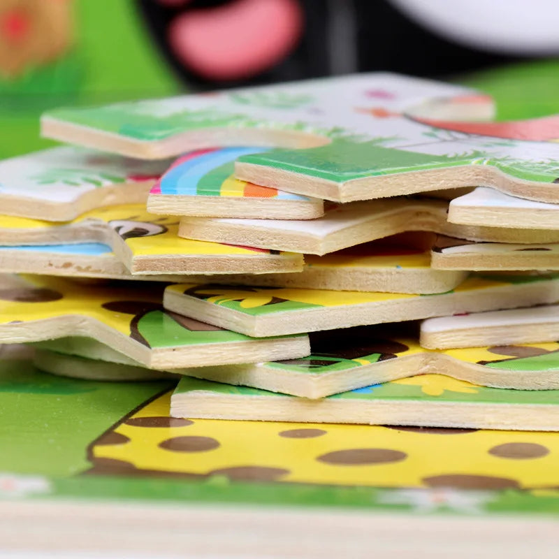 Wooden Animal Puzzle Set for Kids – 4 or 6 Pieces
