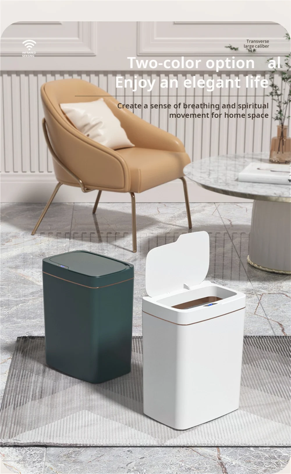 Smart Bathroom Trash Can 15L