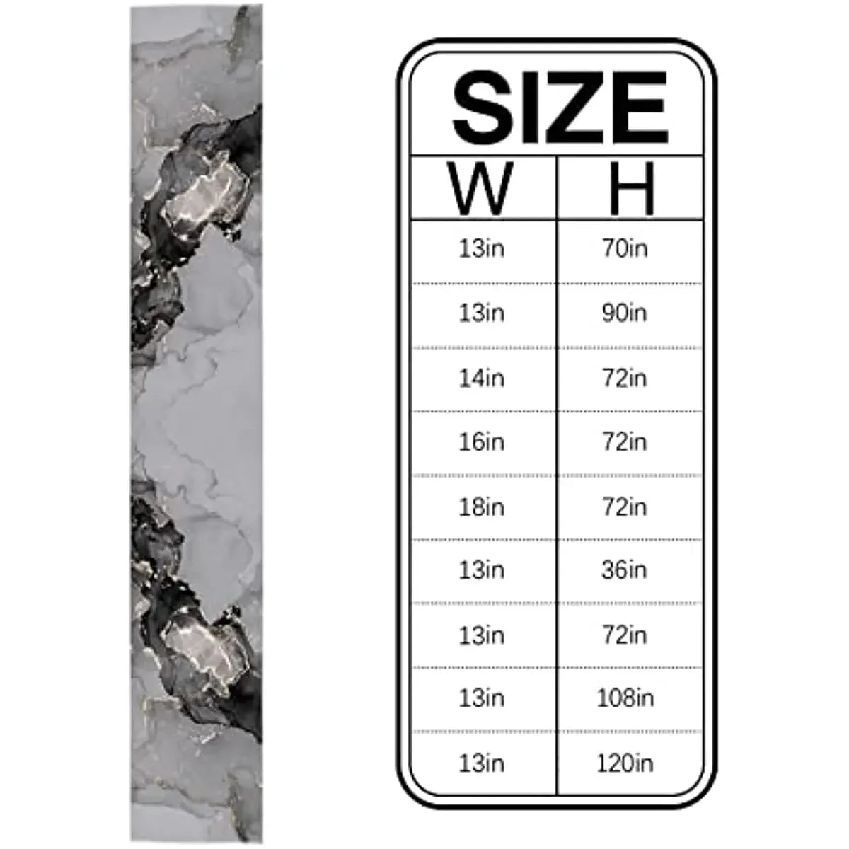 Black Grey Marble Linen Table Runner
