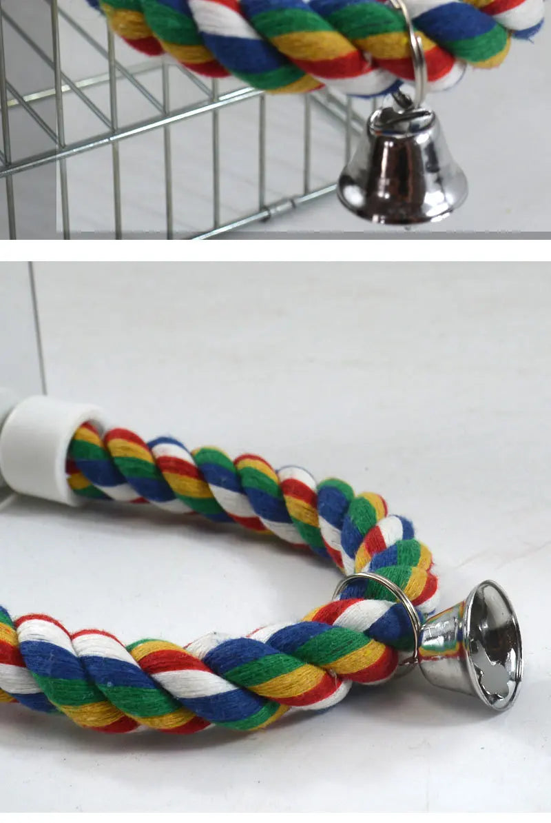 Parrot Activity Mirror & Cotton Rope Perch Toy