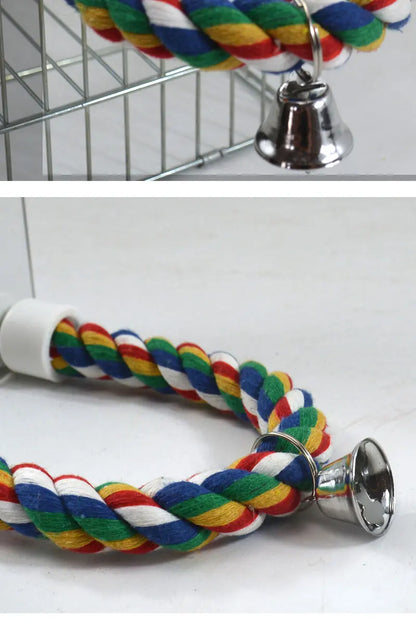 Parrot Activity Mirror & Cotton Rope Perch Toy