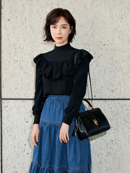 Genuine Split Leather Top Handle Satchel Bag