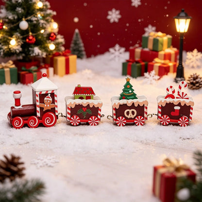 Painted Wooden Christmas Train Ornament