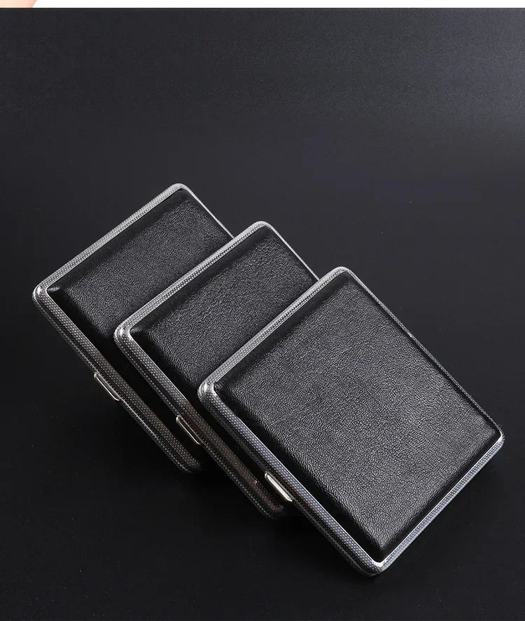 Leather & Stainless Steel Double-Opening Cigarette Case