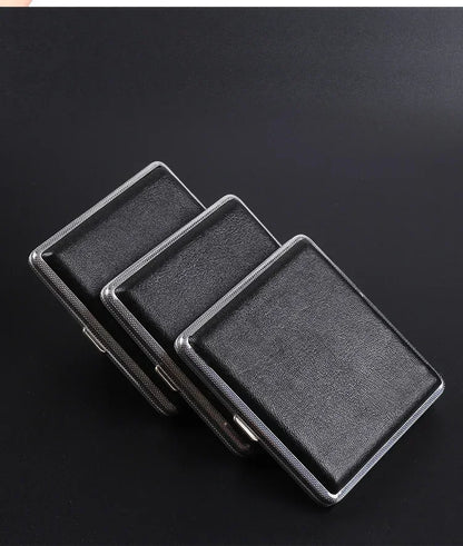 Leather & Stainless Steel Double-Opening Cigarette Case