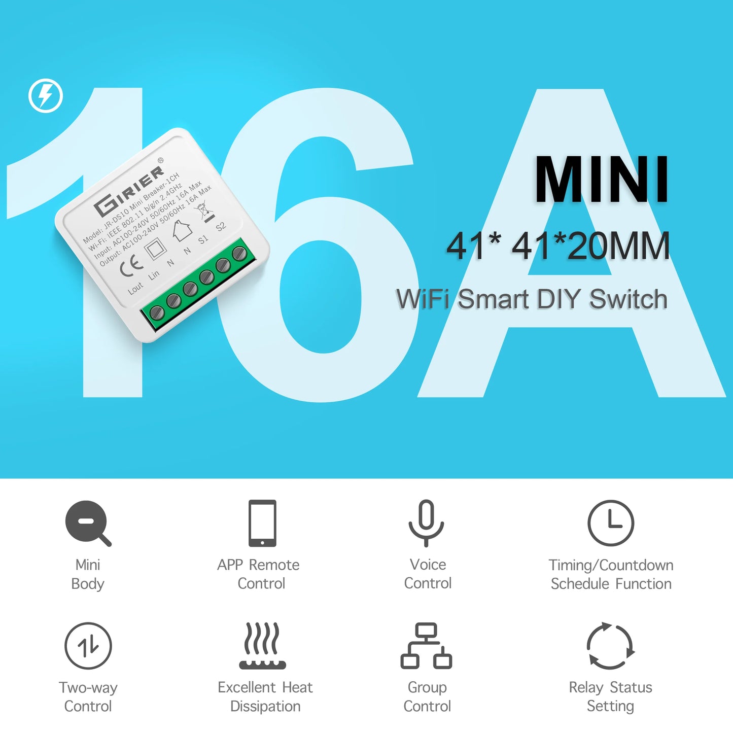 Mini WiFi Smart Switch Module 16A
