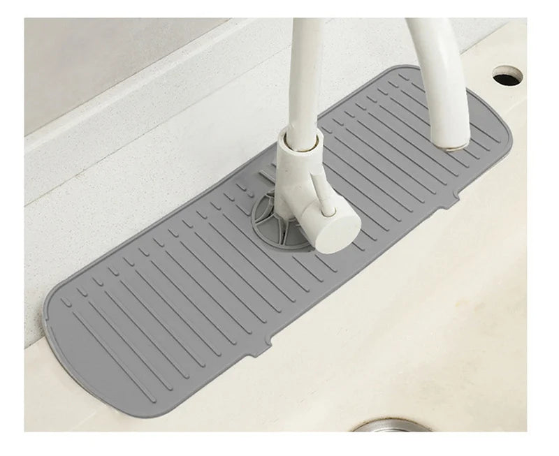 Silicone Faucet Splash Guard & Drain Mat for Kitchen & Bathroom Sinks