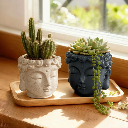 Meditation Face Resin Planter Pot