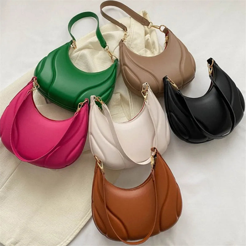 Women’s Half Moon PU Leather Shoulder Bag