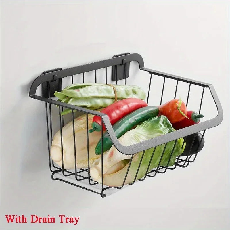 Stainless Steel Wall-Mounted Kitchen Storage Basket