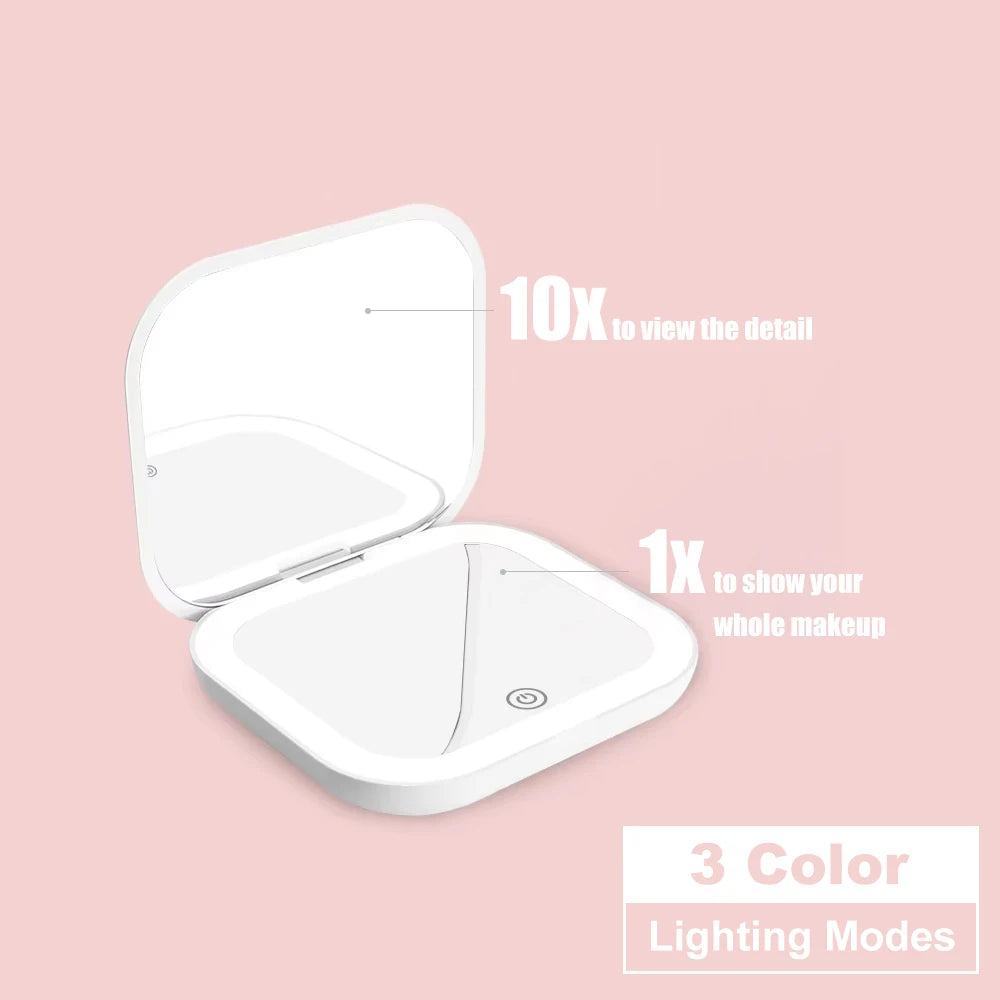 LED Folding Compact Makeup Mirror