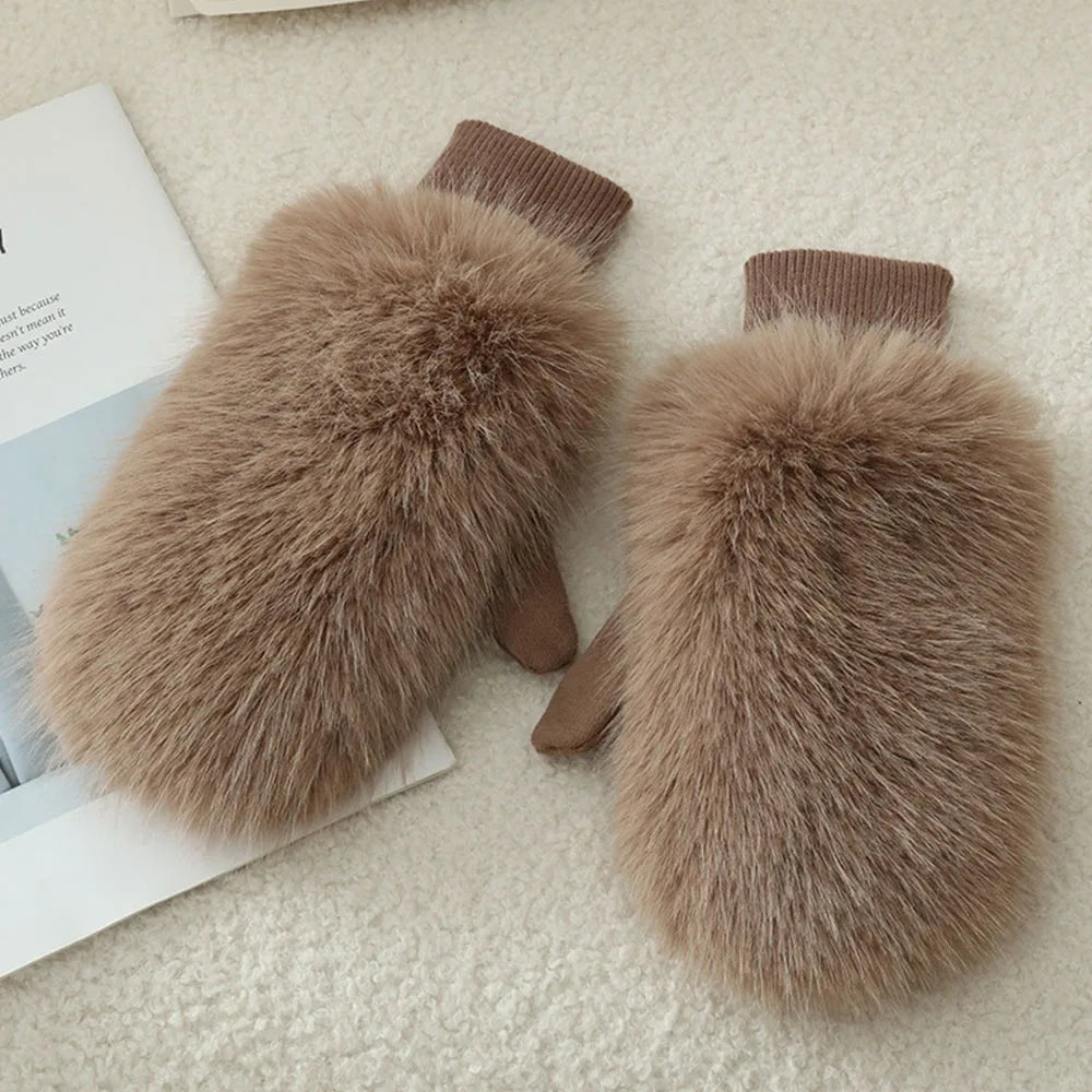 Women’s Rabbit Fur Style Winter Gloves