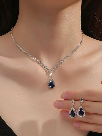 Women’s Water Drop Necklace & Earring Jewelry Set