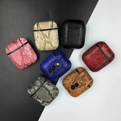 Mobile Phone Case – Luxury Snake Skin PU Leather Earphone Case For Apple