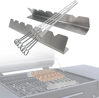 Stainless Steel BBQ Skewer Rack Set