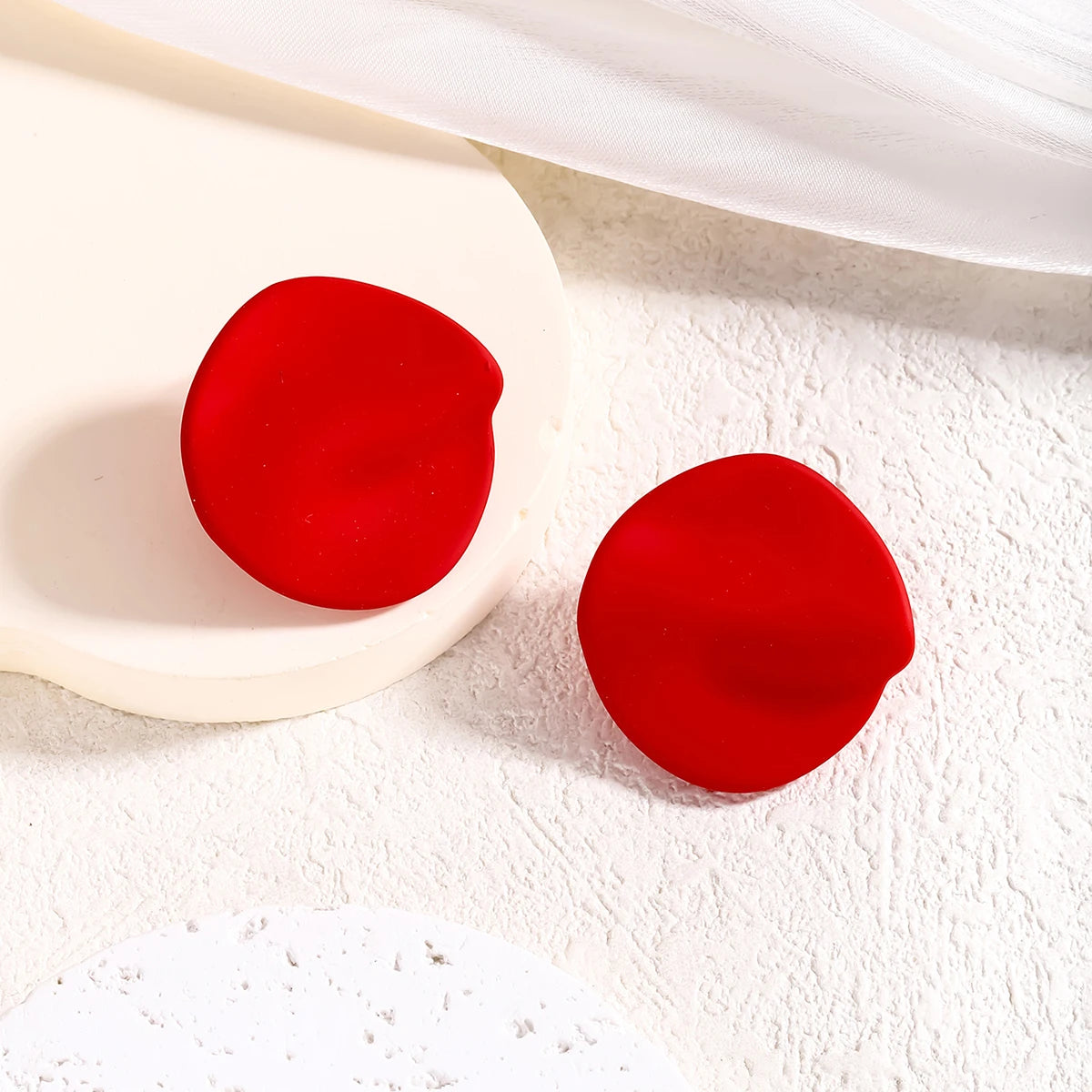 Candy Colored Button Shape Round Acrylic Earrings
