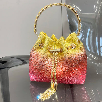 Luxury Rhinestone Bucket Evening Bag