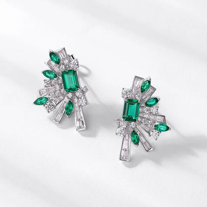 925 Silver Lab Emerald Wing Earrings