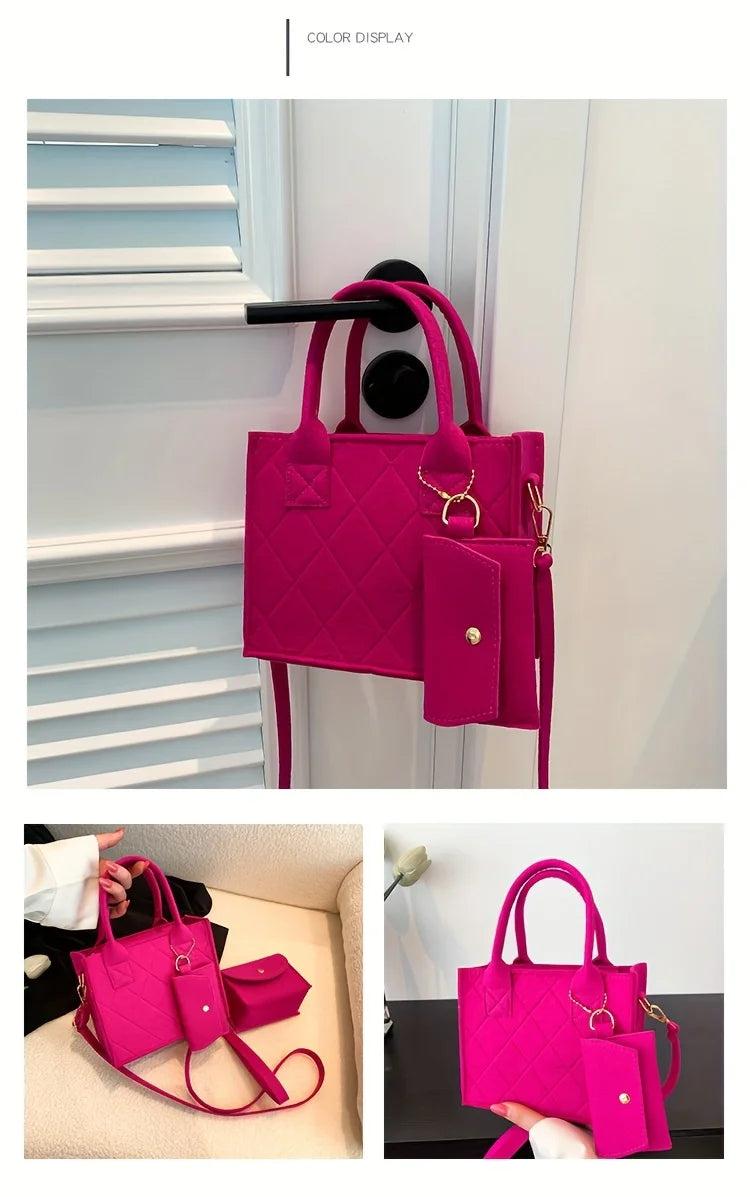 Felt Tote, Crossbody Bag & Wallet Set for Everyday Use