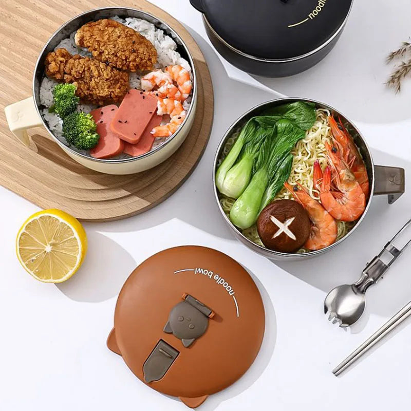 304 Stainless Steel Instant Noodle Bowl with Lid
