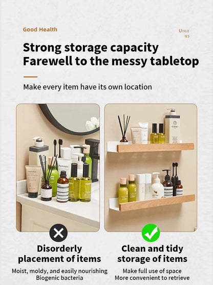 Wood & Aluminium Wall Storage Shelf
