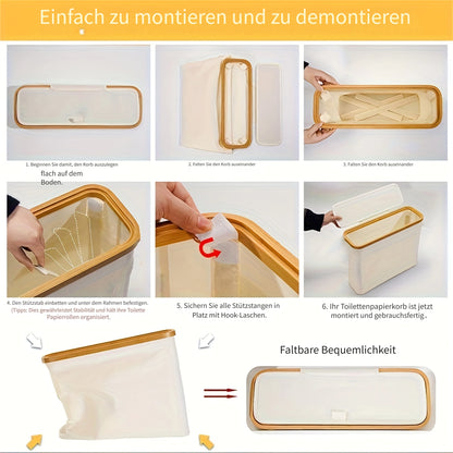 Bamboo Toilet Paper Storage Basket with Lid