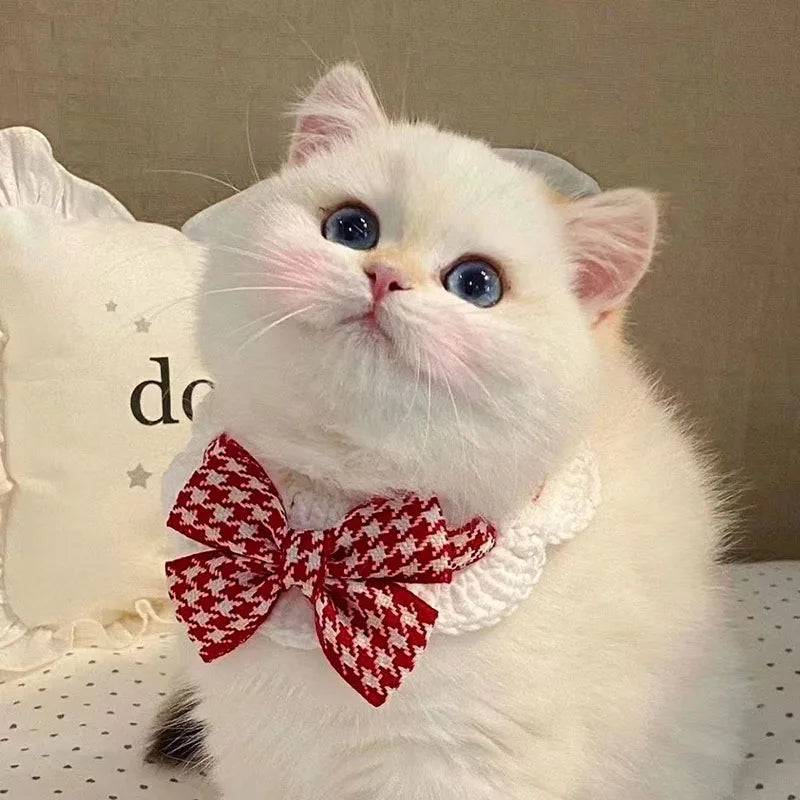 Cute Crocheted Cat Bow Tie Collar