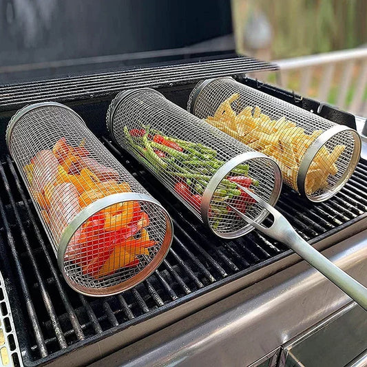 Stainless Steel Rolling BBQ Basket