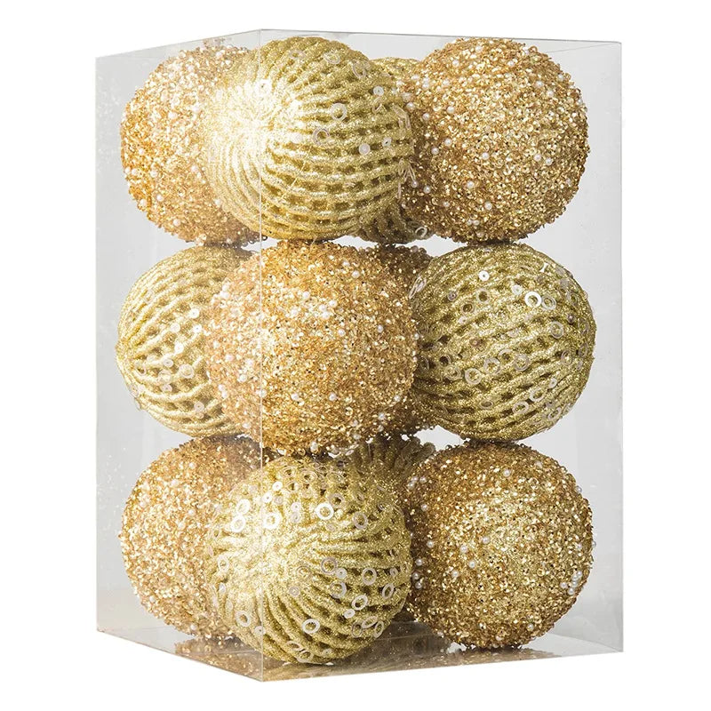 12-Piece Glitter Christmas Bauble Set