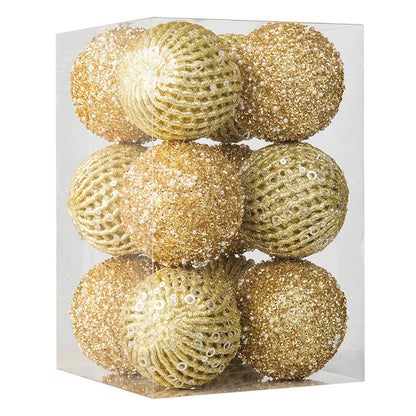 12-Piece Glitter Christmas Bauble Set