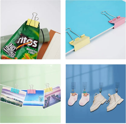 Colourful Mini Binder Clips – 40 Pack Metal Paper Clamps