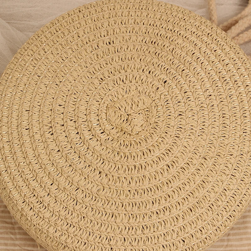 Handwoven Round Straw Crossbody Bag