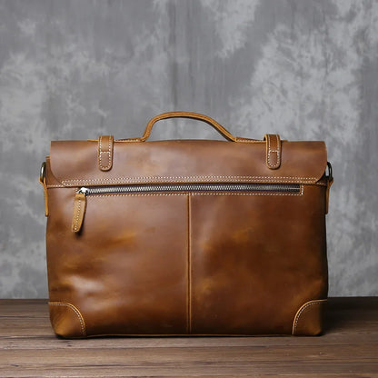 Crazy Horse Leather Men's Vintage Handbag