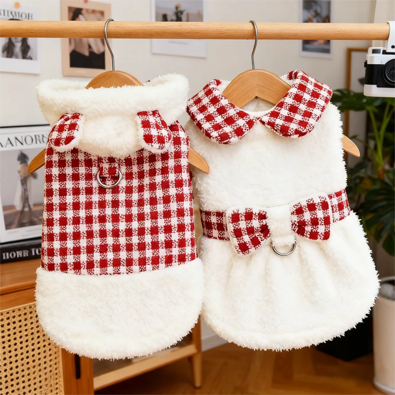 Warm Plush Plaid Dog Hoodie Jacket