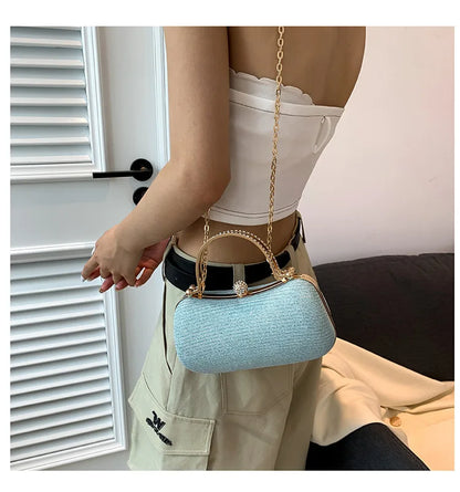 Heart-Shaped Evening Clutch Bag with Chain Strap