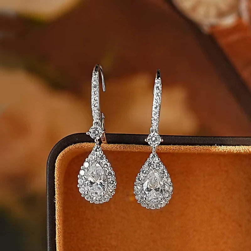 925 Sterling Silver Heart Drop Earrings
