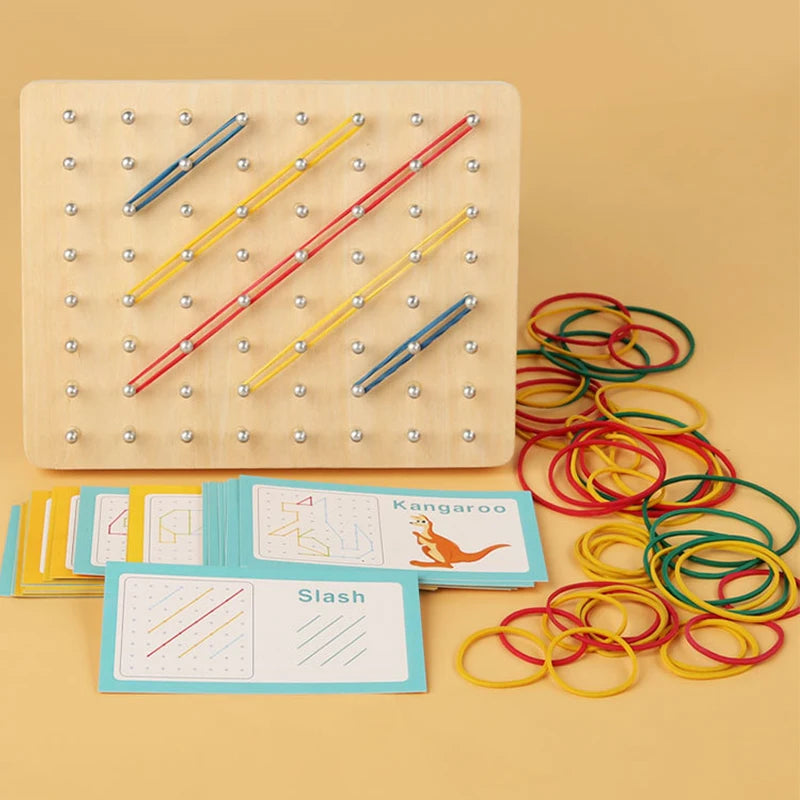 Wooden Montessori Geoboard Geometric Pegboard
