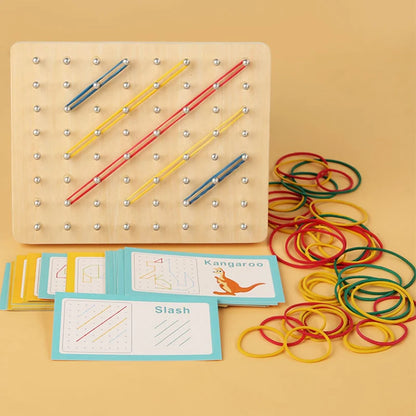 Wooden Montessori Geoboard Geometric Pegboard