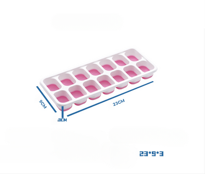 14-Grid Silicone Ice Cube Tray with Lid