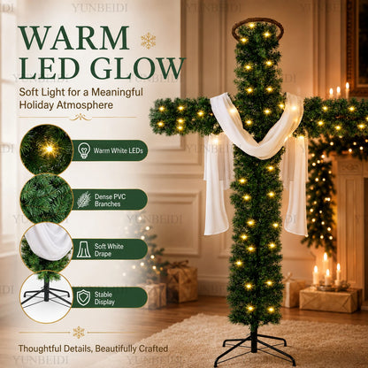LED Cross-Shaped Christmas Tree