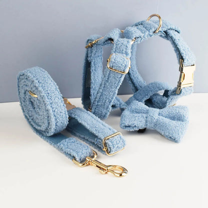 Personalized Teddy Velvet Dog Collar & Leash Set