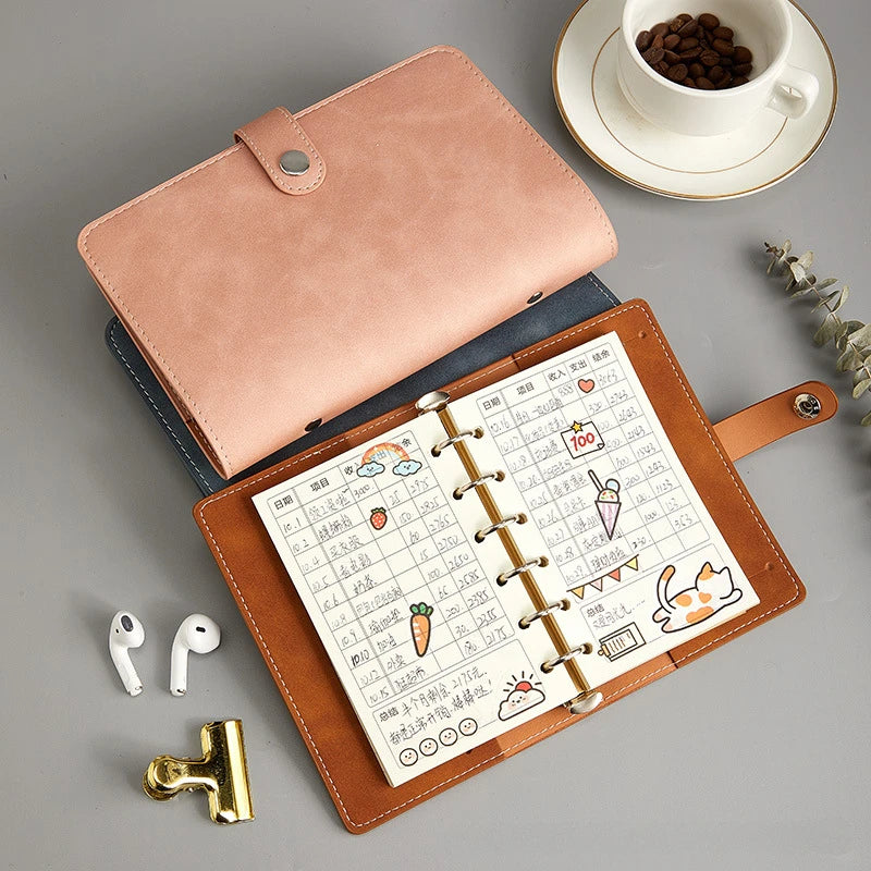 A7 PU Leather 6-Ring Binder Notebook Cover