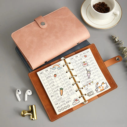 A7 PU Leather 6-Ring Binder Notebook Cover
