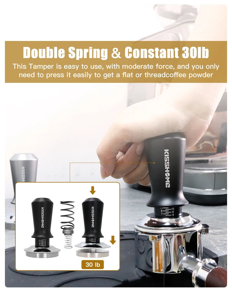30lb Calibrated Coffee Tamper with Double Spring for Espresso Portafilters