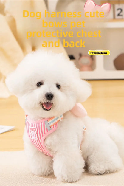 Dog Harness with Bow & No-Pull Leash