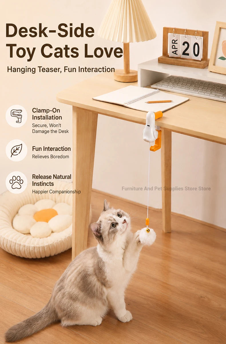 Automatic Interactive Cat Teaser Ball with Desk Clamp