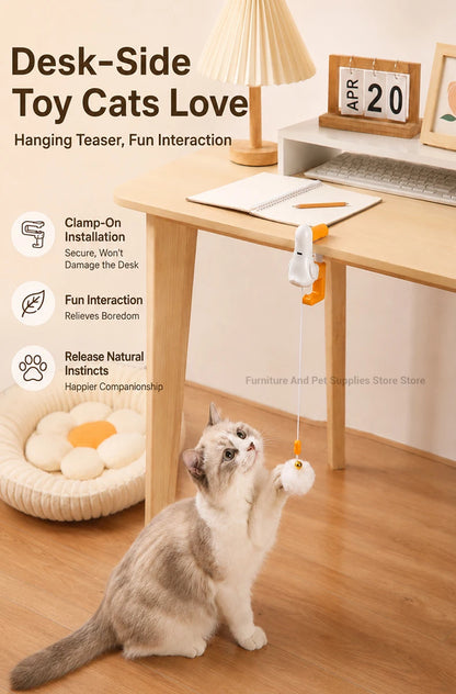 Automatic Interactive Cat Teaser Ball with Desk Clamp