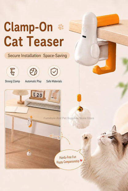 Automatic Interactive Cat Teaser Ball with Desk Clamp