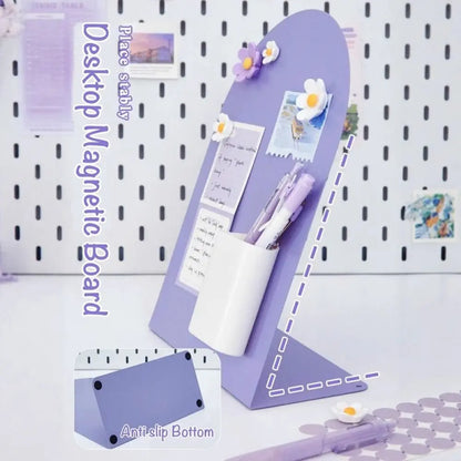 Creative Desktop Magnetic Message Board with Storage Stand
