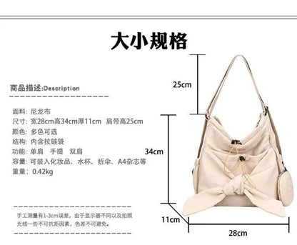 Minimalist Nylon Shoulder Tote Bag